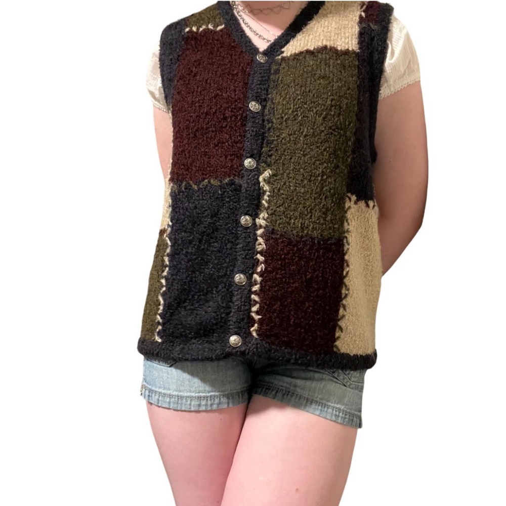 vintage 90s Christopher & Banks color block button up sweater vest - size L